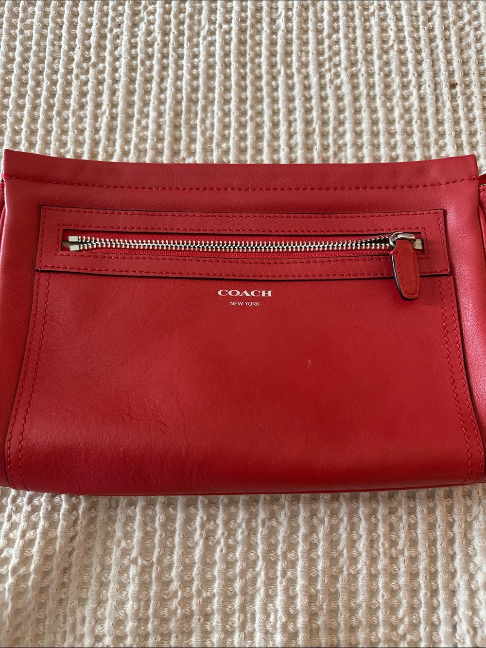 Y2K authentic Coach Legacy Red Leather Large Wristlet Pouch Clutch Bag
